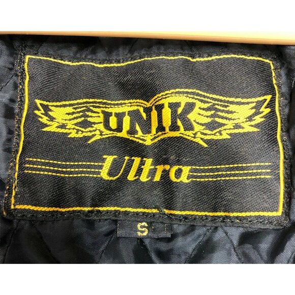 UNIK Ultra Heavy LEATHER Motorcycle Zip Buckle Lined Jacket Womens Size S Black - Picture 8 of 12